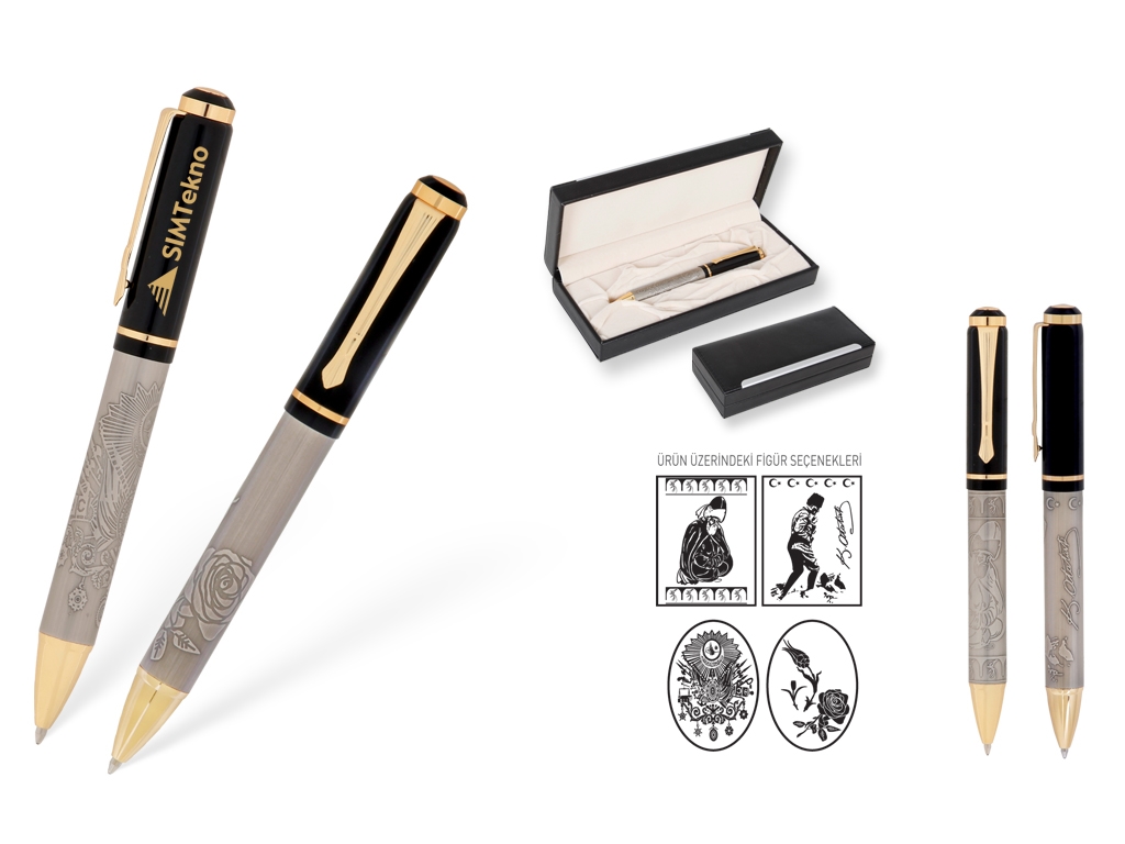 Kabartma Figürlü Tükenmez Kalem Seti 